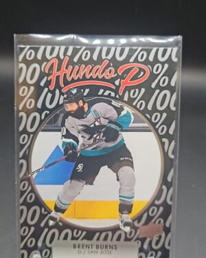 2021-22 Upper Deck Series 1 Hundo P Brent Burns #HP-4, Sharks card, Hundo P parallel, Upper Deck hockey