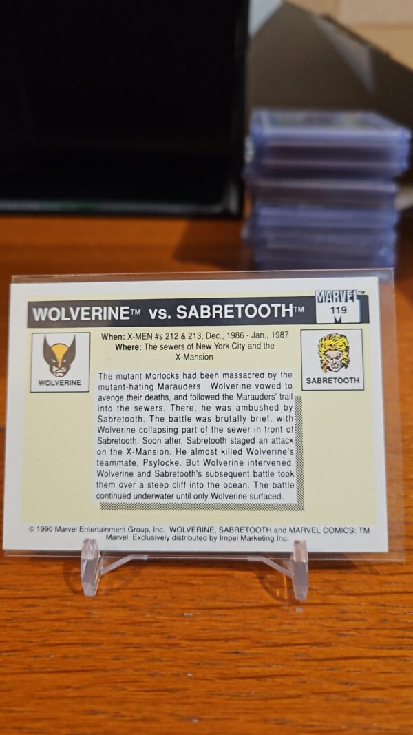 1990 Impel Marvel Universe Wolverine vs Sabretooth #119 - Image 2