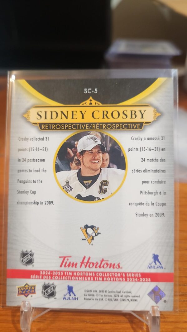 2024-25 UD Tim Hortons RETROSPECTIVE SIDNEY CROSBY # SC-5 - Image 2