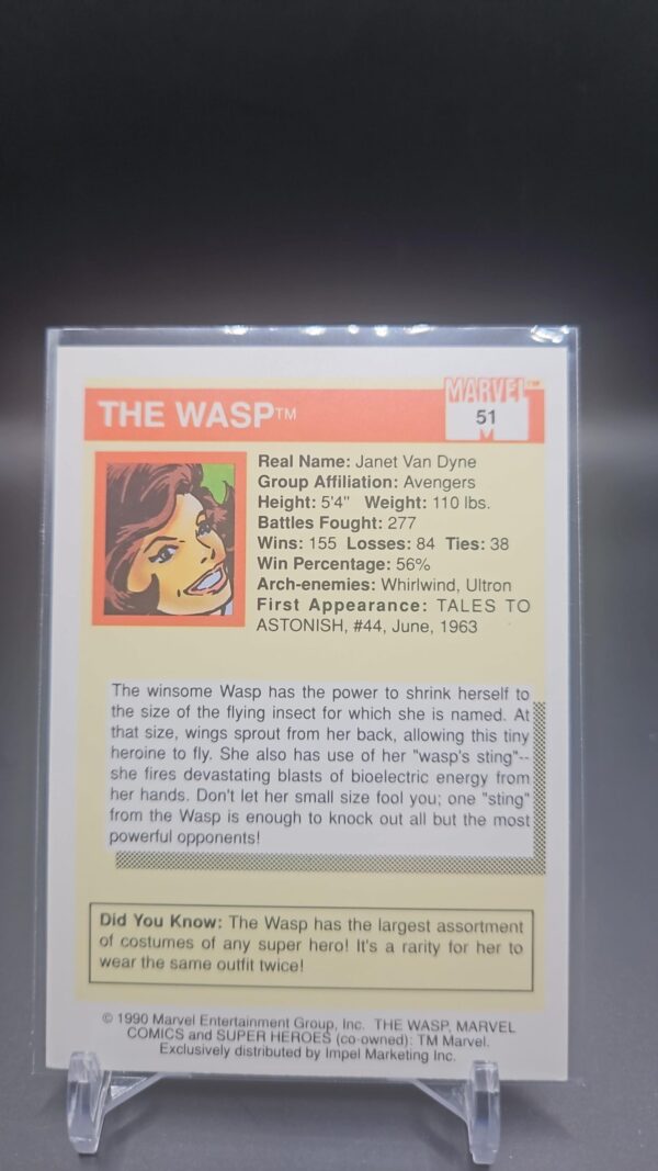 1990 Impel Marvel Universe Super Heroes The Wasp #51 - Image 2