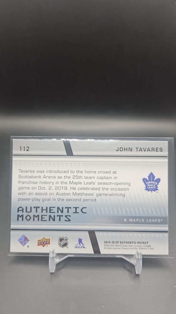 2019-20 SP Authentic Authentic Moments John Tavares Card# 112 - Image 2