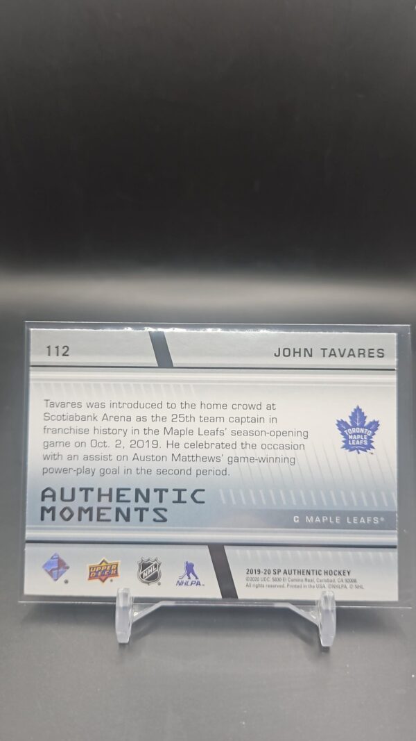 2019-20 SP Authentic Authentic Moments John Tavares Card# 112 - Image 2