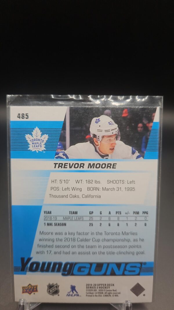 2019-20 Upper Deck TREVOR MOORE #485 Young Guns Rookie - Image 2