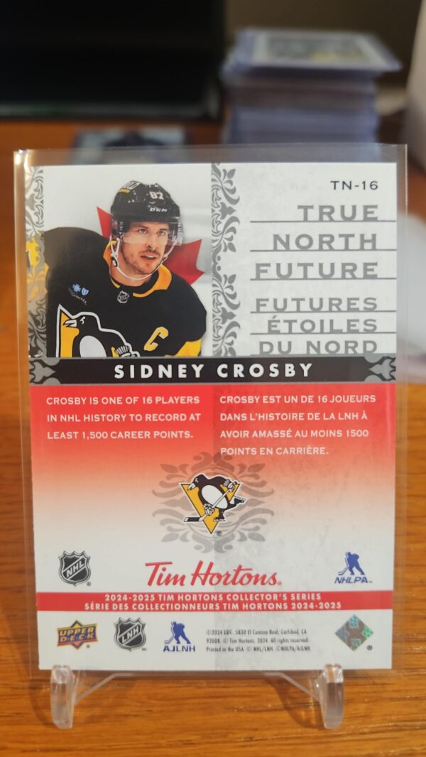 2024-25 TIM HORTONS #TN-16 SIDNEY CROSBY PITTSBURGH PENGUINS TRUE NORTH FUTURE - Image 2