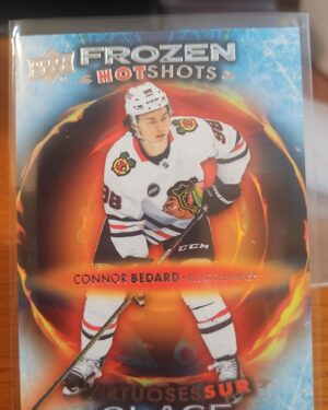 2024-25 Upper Deck Tim Hortons 10th Edition Frozen HotShots Connor Bedard #FH-5 NHL hockey insert card, ideal for Tim Hortons and Bedard collectors.