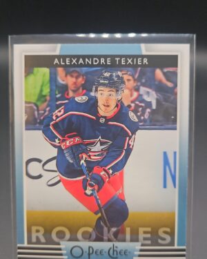 2019-20 Upper Deck OPC Glossy Rookies Blue Alexandre Texier #R7, Blue Jackets rookie card, OPC Glossy Blue RC, NHL rookie, Upper Deck hockey