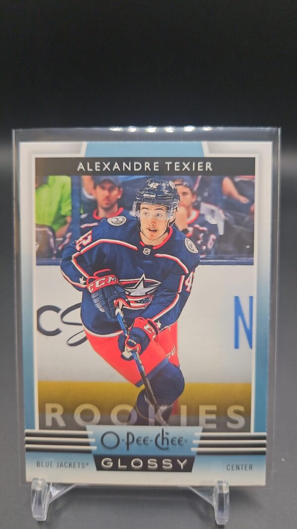 2019-20 Upper Deck OPC Glossy Rookies Blue #R7 Alexandre Texier Blue Jackets
