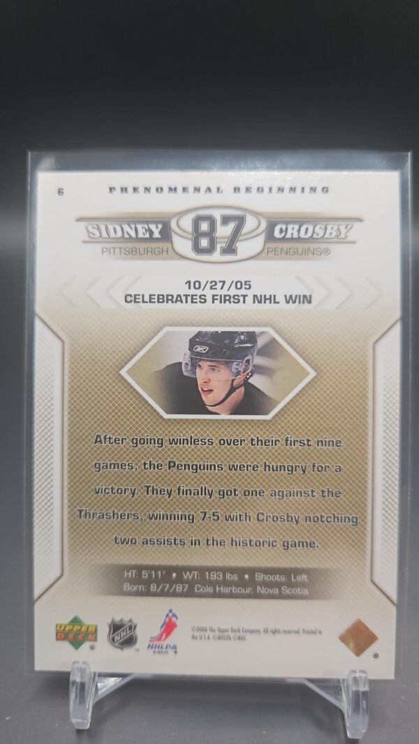 Sidney Crosby Rookie Year 2005-06 Upper Deck Phenomenal Beginning #6 Penguins - Image 2
