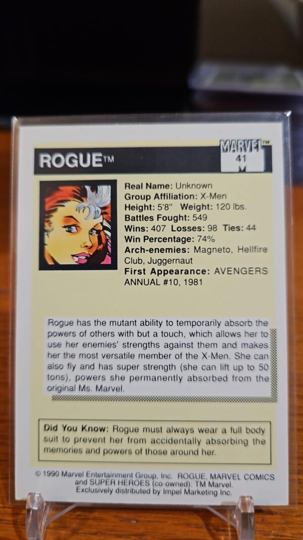 1990 Impel Marvel Universe Super Heroes Rogue #41 - Image 2
