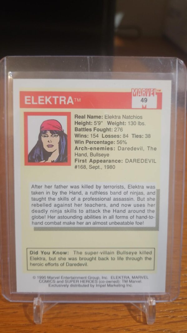 1990 Impel Marvel Universe #49 Elektra - Image 2