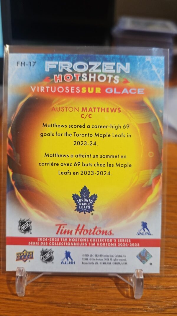 2024-25 Tim Hortons FROZEN HOTSHOTS AUSTON MATTHEWS #FH-17 - Image 2