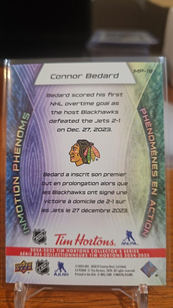 2024-25 Tim Hortons 10th EDITION In Motion Phenoms # MP-18 Connor Bedard - Image 2