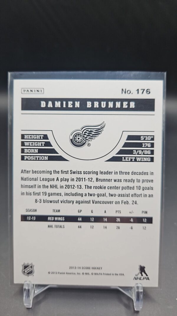Damien Brunner 13-14 Panini Score Hockey Base Rookie RC #176 Detroit Red Wings - Image 2