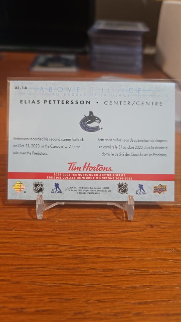 2024-25 UD Tim Hortons ABOVE THE ICE ELIAS PETTERSSON #AI-14 - Image 2