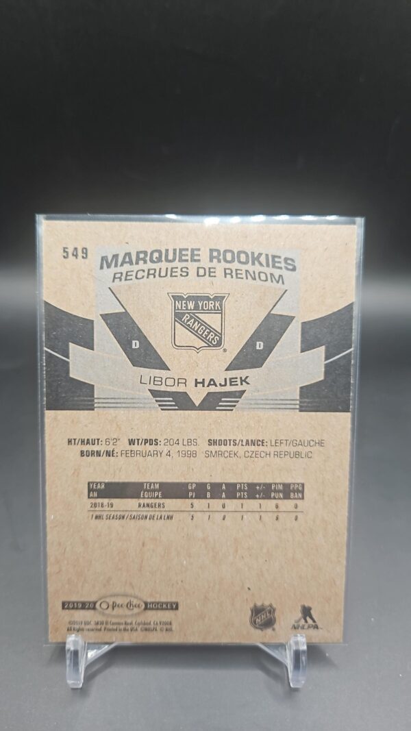 2019-20 O-Pee-Chee Marquee Rookies Libor Hajek #549 Rookie RC - Image 2