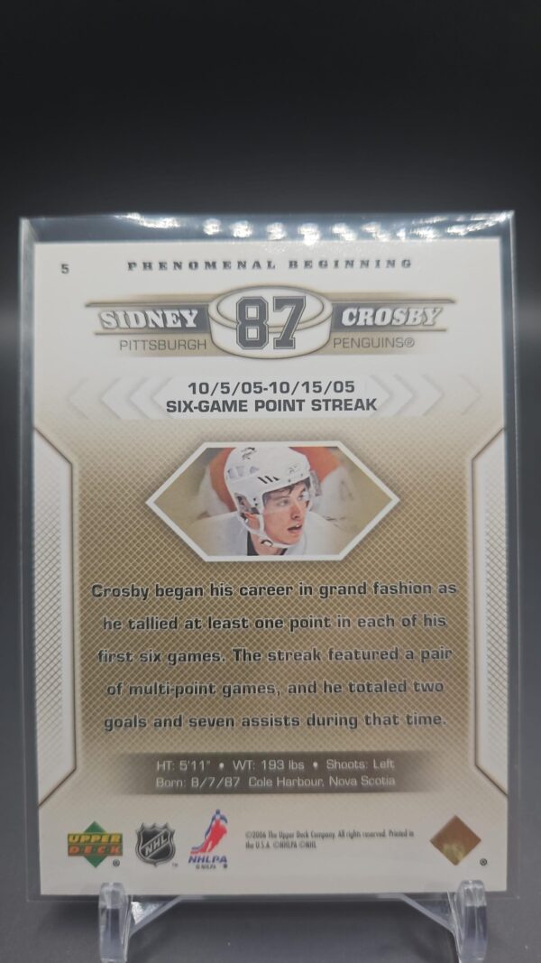 2006-07 Upper Deck Phenomenal Beginning #3 Sidney Crosby Pittsburgh Penguins NHL - Image 2