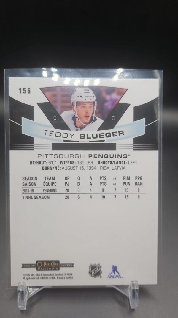 2019-20 OPC Platinum Teddy Blueger Marquee Rookie#156 - Image 2