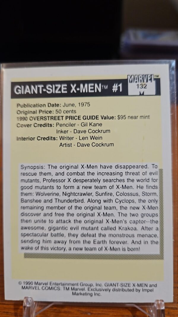 1990 Impel Marvel Universe #132 - Giant-Size X-Men #1 - Image 2