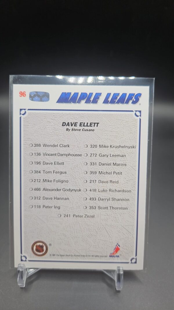 1991-92 Upper Deck Collector's Choice Dave Ellett Toronto #96 - Image 2