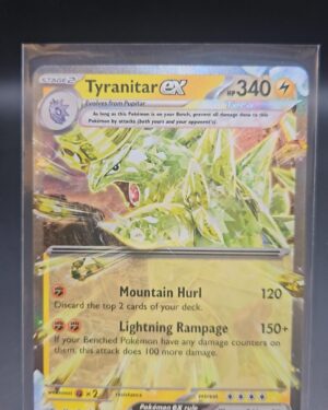 Tyranitar ex 66/197 double rare holo Pokémon TCG near mint Image Caption: Tyranitar ex 66/197 Double Rare Holo card from Pokémon Obsidian Flames, near mint condition