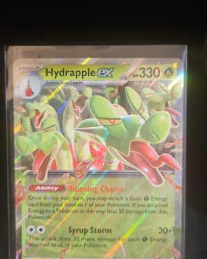 Pokémon TCG Hydrapple ex 14/142 Stellar Crown Double Rare Holo card displayed in near mint condition, showcasing detailed double rare design and holographic finish for collectors.