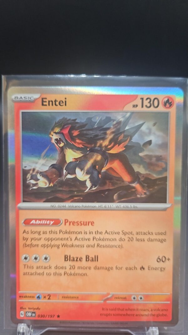 Entei 30/197 Obsidian Flames Holo Rare Pokémon TCG