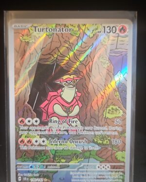 Pokémon TCG Turtonator 146/142 Stellar Crown Illustration Rare card displayed in near mint/mint condition, showcasing detailed full-art illustration and holographic finish for collectors.