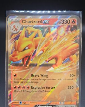 Pokémon TCG Charizard ex 161 Black Star Super-Premium Collection promo card displayed in near mint condition, showcasing unique full-art design and holographic finish for collectors.
