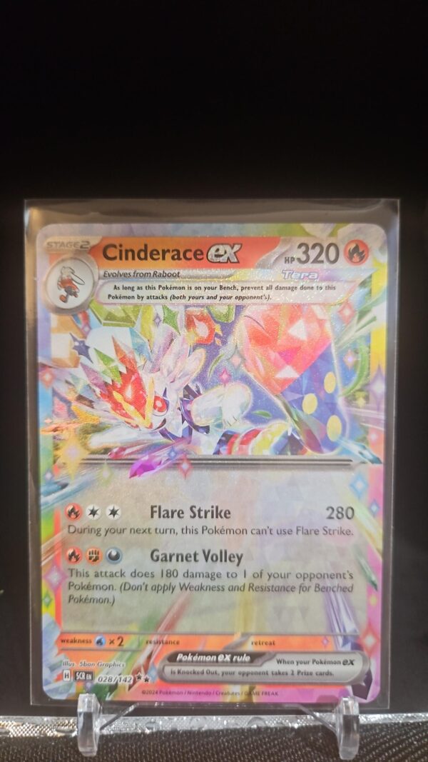 Cinderace EX #28/142 SV Stellar Crown 2024 Double Rare Pokemon TCG Card