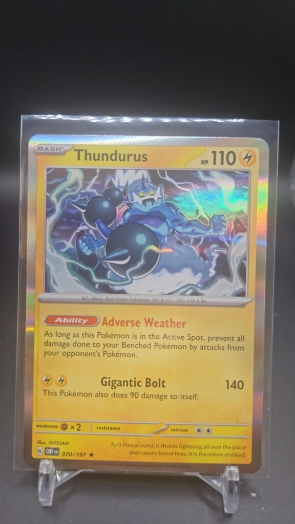 Thundurus 70/197 Obsidian Flames Holo Rare Pokémon TCG card with vibrant holofoil, perfect for collectors.