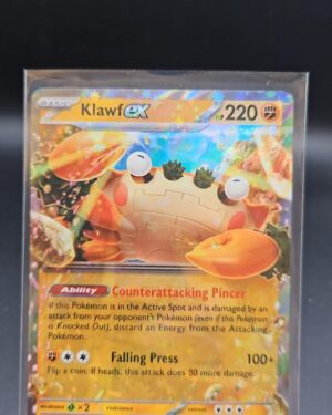 Pokémon TCG Klawf ex 120/197 Obsidian Flames Double Rare Holo card displayed in near mint condition, showcasing detailed double rare design, dynamic illustration, and collectible finish for fans.