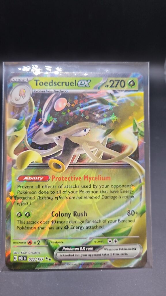 Pokémon TCG Toedscruel ex 022/197 SV03 Obsidian Flames Double Rare card displayed in near mint condition, showcasing detailed double rare design, dynamic illustration, and collectible finish for fans.