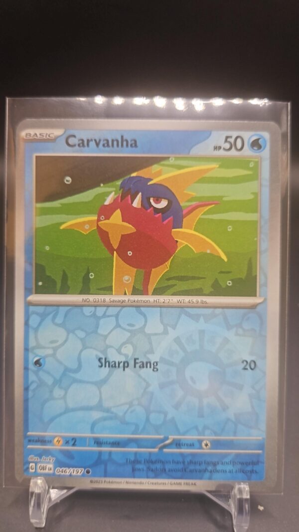 Carvanha #46/197 SV Obsidian Flames Reverse Holo Common Pokemon 2023 TCG Card