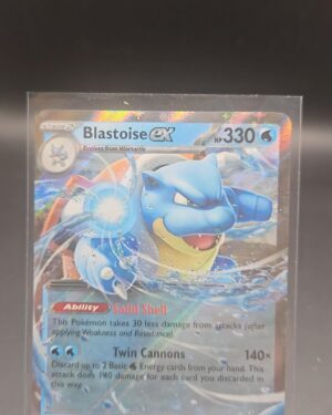 Blastoise ex 030/142 Double Ultra Rare card from Stellar Crown, featuring iconic Blastoise artwork and premium design.