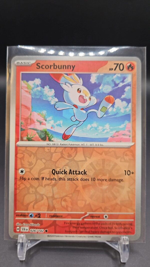Scorbunny #26/142 SV Stellar Crown 2024 Reverse Holo Common Pokemon
