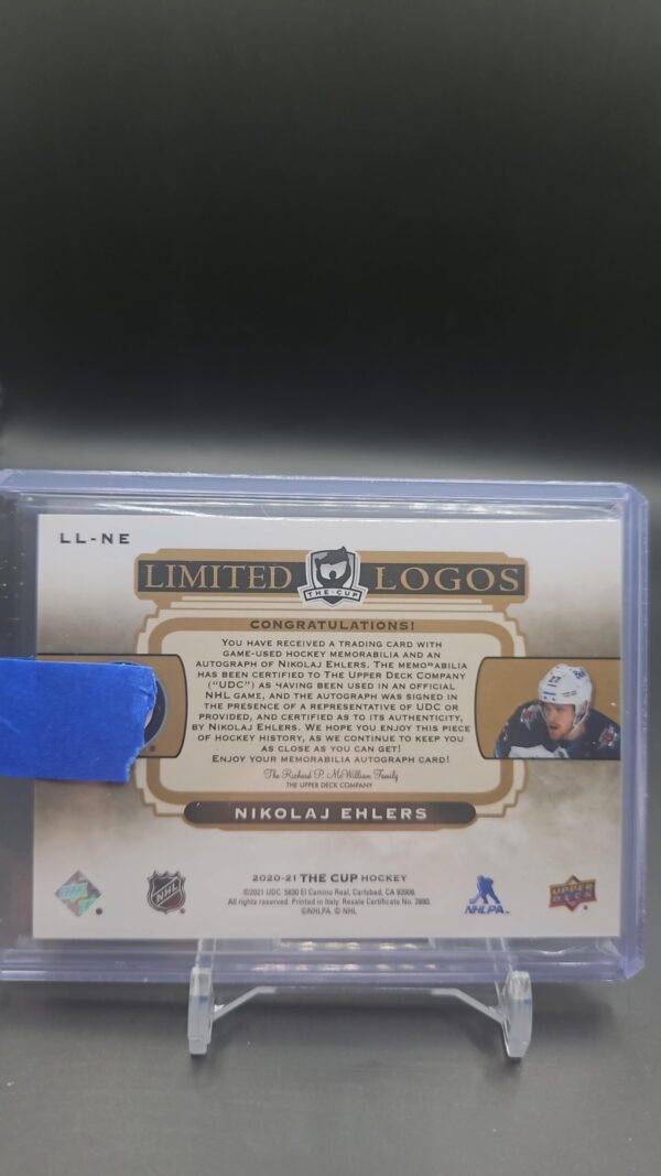 2020-21 UD The Cup Limited Logos Patch Auto /50 Nikolaj Ehlers #LL-NE – Winnipeg Jets - Image 2