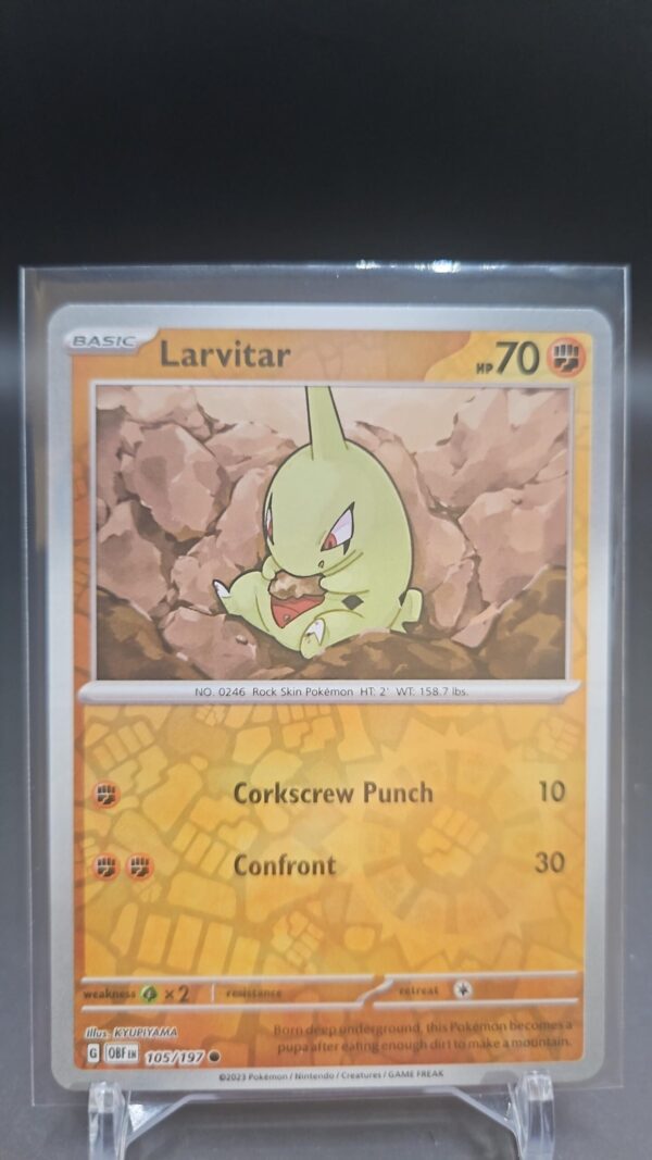 Larvitar - 105/197 - Reverse Holo - Obsidian Flames - Nm - Pokemon Card
