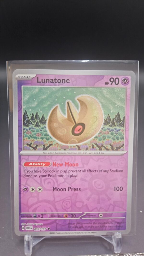 Lunatone #92/197 SV Obsidian Flames Reverse Holo Uncommon Pokemon 2023 TCG Card