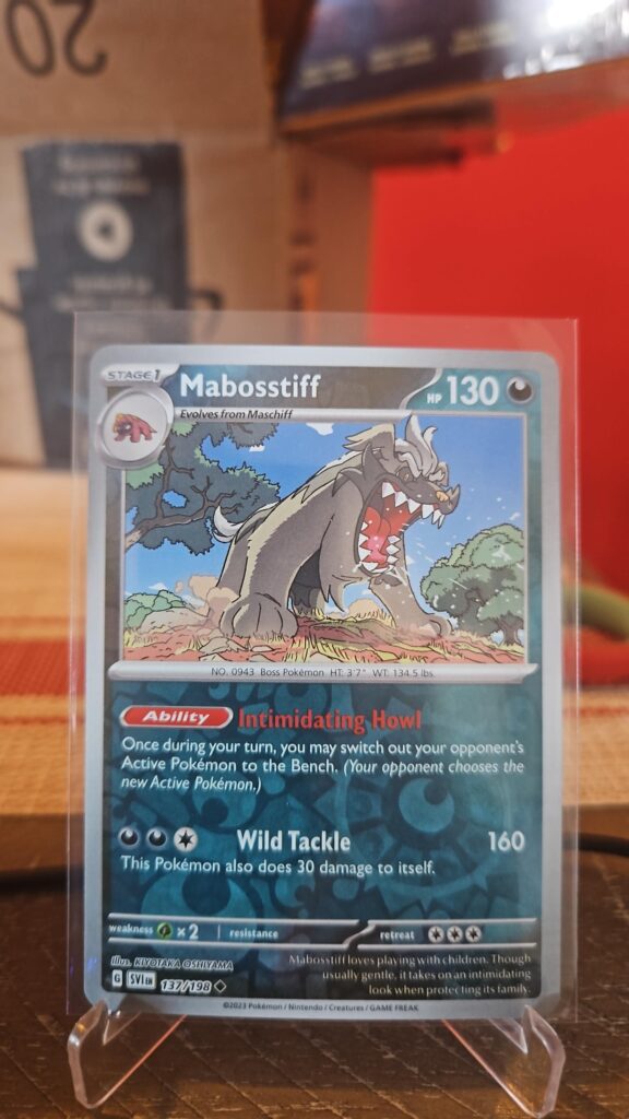 Mabosstiff 137/198 Reverse Holo Pokémon card from Scarlet and Violet Base Set