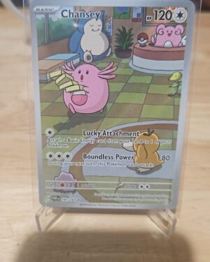 Chansey 187/167 Illustration Rare Twilight Masquerade Pokémon card featuring unique full-art design, near mint condition, and high collector appeal.