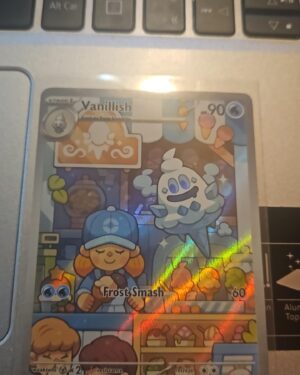 Pokémon TCG Vanillish 190/182 Paradox Rift Illustration Rare card displayed in near mint condition, showcasing detailed full-art illustration and holographic finish for collectors.