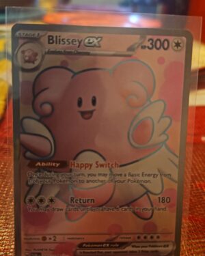 Pokémon TCG Blissey ex 201/167 Twilight Masquerade Full Art Holo card displayed in near mint condition, showcasing detailed full-art illustration, premium holo effect, and collectible finish for fans.