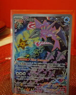 Pokémon TCG Veluza 192/182 Paradox Rift Holo Illustration Rare card displayed in near mint condition, showcasing detailed full-art illustration and holographic finish for collectors.
