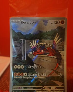Pokémon TCG Koraidon 014 Black Star Promo SVP14 Holo card from Scarlet & Violet displayed in near mint/mint condition, showcasing detailed holo design and official promo branding for collectors.