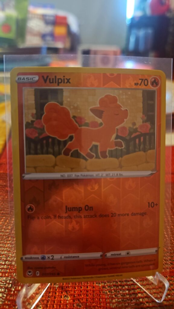 Vulpix 17/195 Reverse Holo Pokémon card from Pokémon TCG Silver Tempest, illustrated by Yuu Nishida, shown in Near Mint condition with reflective parallel‑foil background.