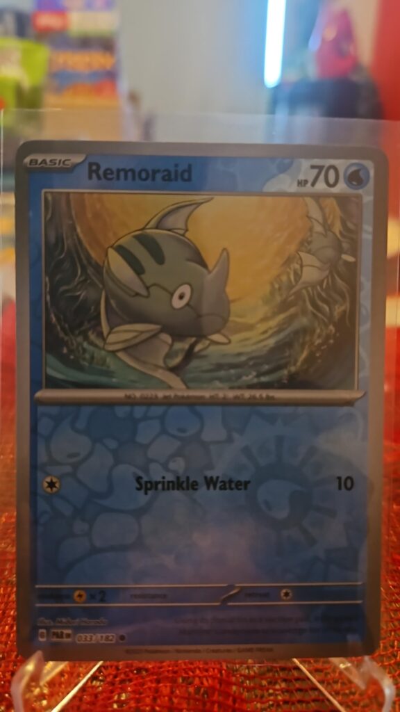 2023 Remoraid 33/182 Reverse Holo Pokémon card from Paradox Rift displayed in Near Mint condition.