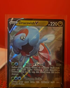 Pokémon TCG Dracovish V 114/172 Brilliant Stars Ultra Rare card displayed in near mint condition, showcasing detailed ultra rare design, unique illustration, and holographic finish for collectors.