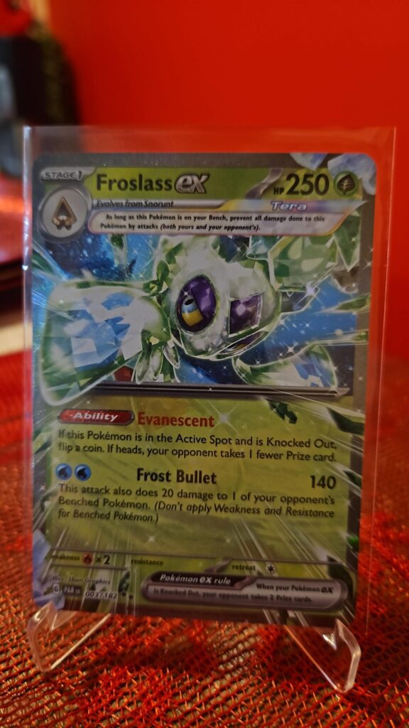 Pokémon TCG Froslass ex 003/182 S&V Paradox Rift Double Rare Holo card displayed in near mint condition, showcasing detailed illustration, exclusive double rare design, and collectible finish for fans.