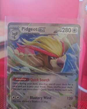 Pokémon TCG Pidgeot ex 164/197 Obsidian Flames Double Rare card displayed in near mint condition, showcasing double rare design and holographic finish for collectors.