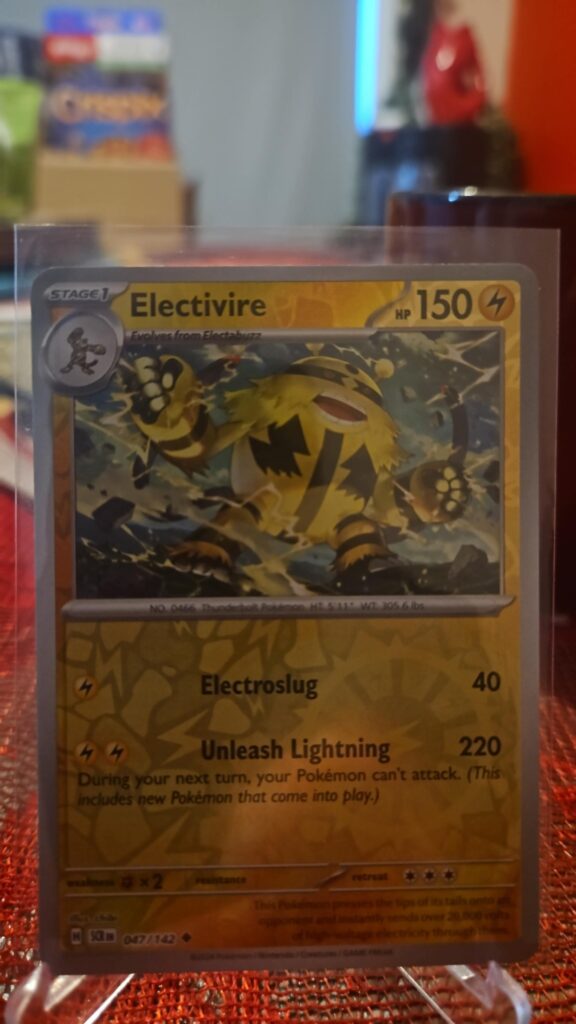 2024 Electivire 47/142 Reverse Holo Pokémon card from Stellar Crown displayed in NM/M condition.